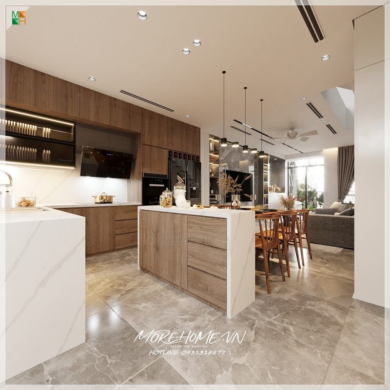 Tủ bếp gỗ công nghiệp cao cấp bao gồm tủ bếp trên và tủ bếp dưới. Tủ bếp là nơi bảo quản những món đồ cần thiết trong phòng bếp.
** Thiểu: kiểu tủ, đảo bếp
